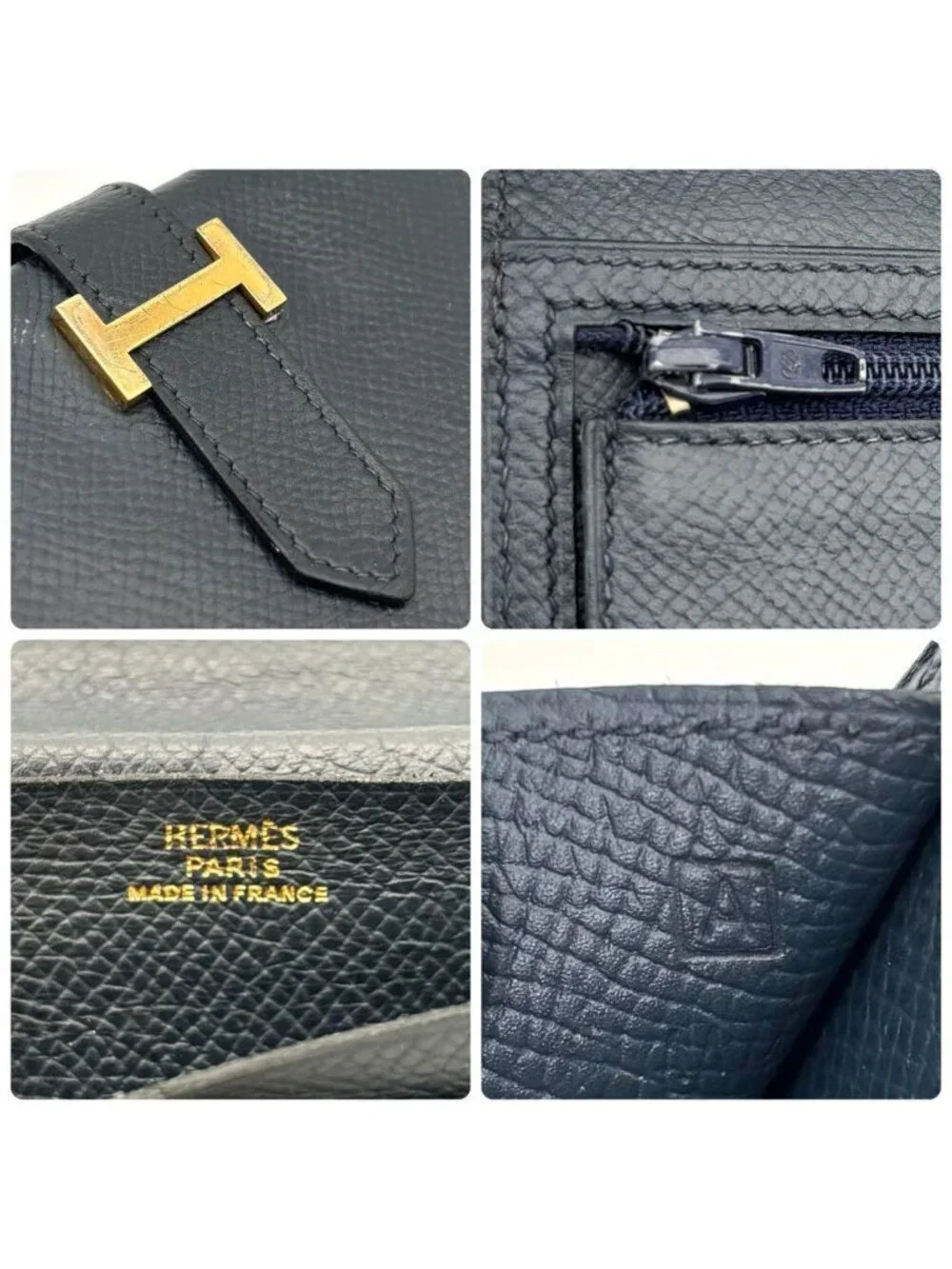 Hermes Bearn Classic Bifold Wallet Epsom Navy